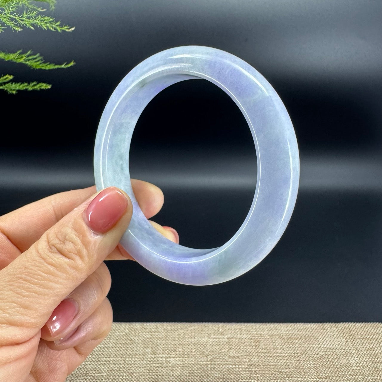 Genuine Burmese Lavender Green Jade Jadeite Bangle Bracelet (57.9mm)