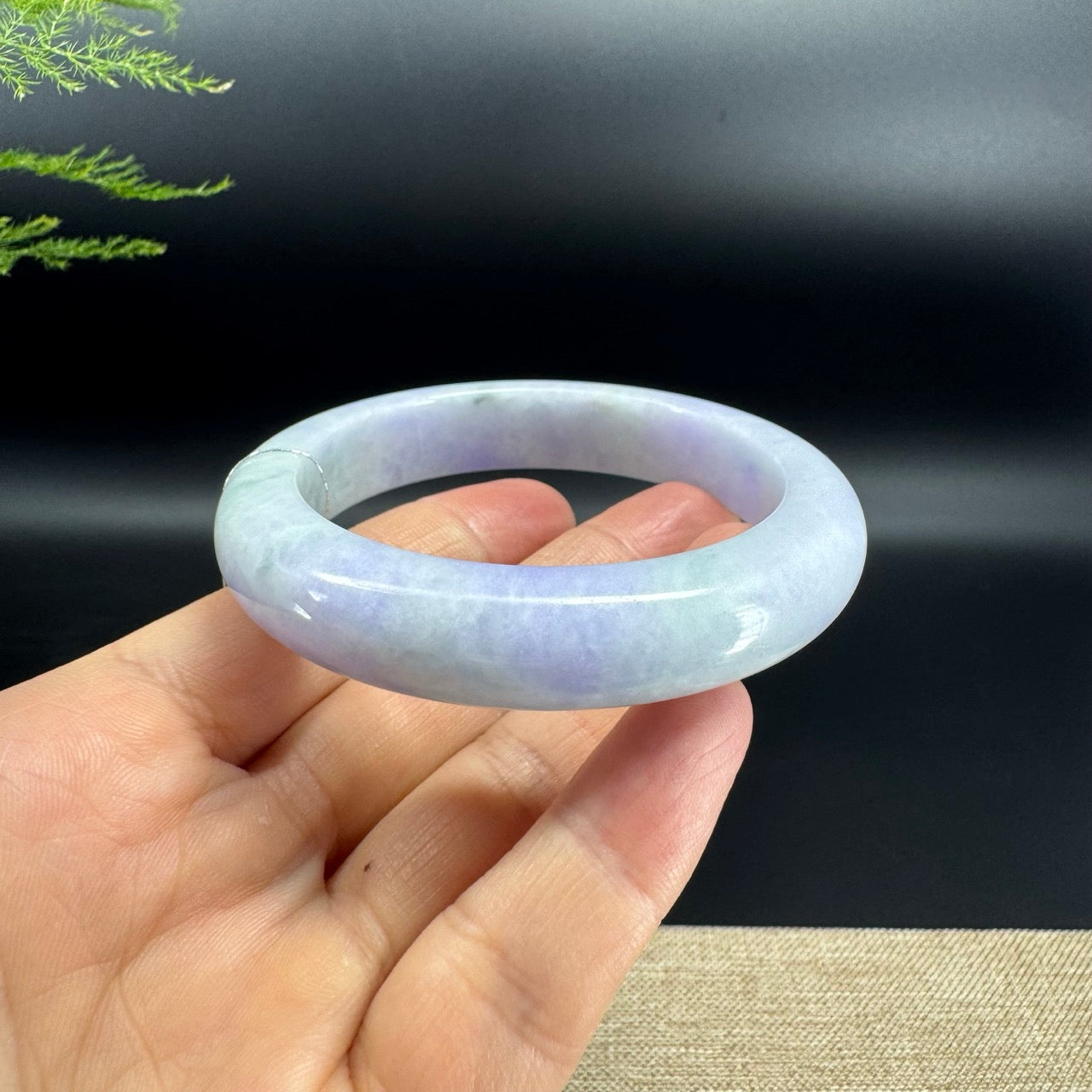 Genuine Burmese Lavender Green Jade Jadeite Bangle Bracelet (57.9mm)