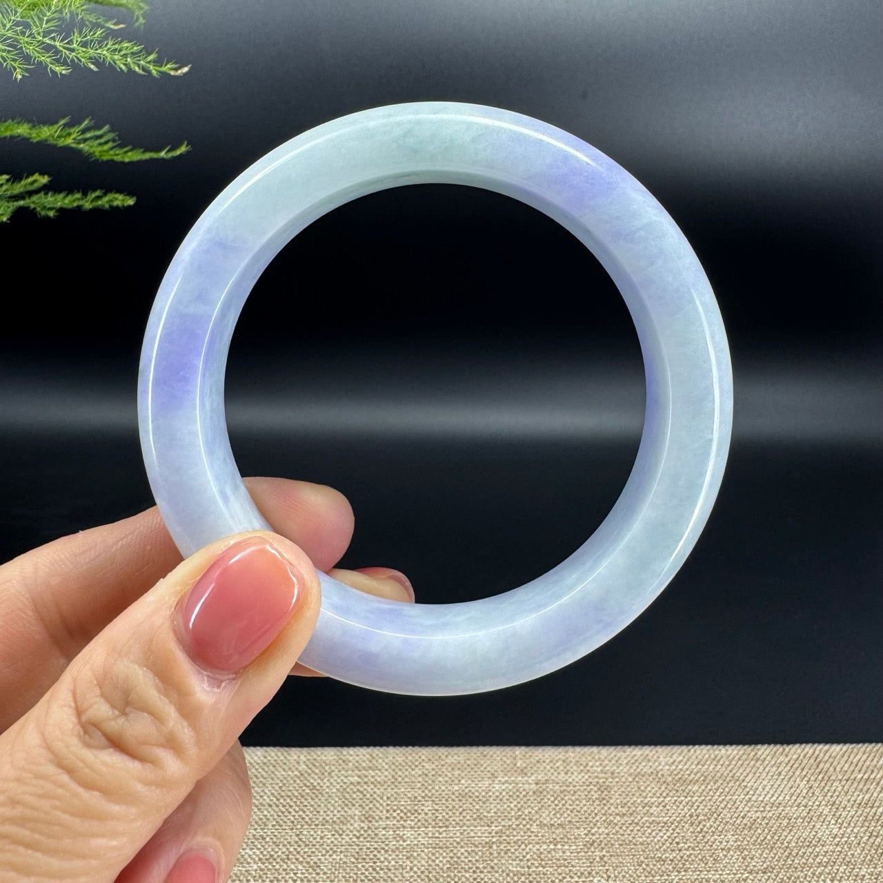Genuine Burmese Lavender Green Jade Jadeite Bangle Bracelet (57.9mm)