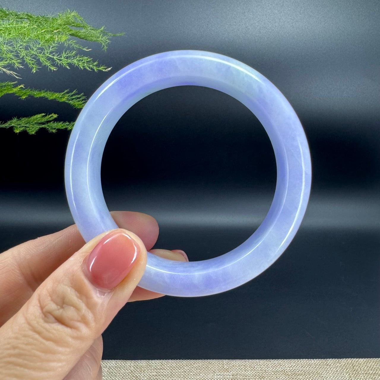 Genuine Burmese Lavender Green Jade Jadeite Bangle Bracelet (55mm)