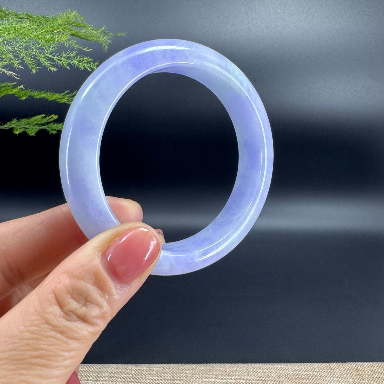 Genuine Burmese Lavender Green Jade Jadeite Bangle Bracelet (55mm)