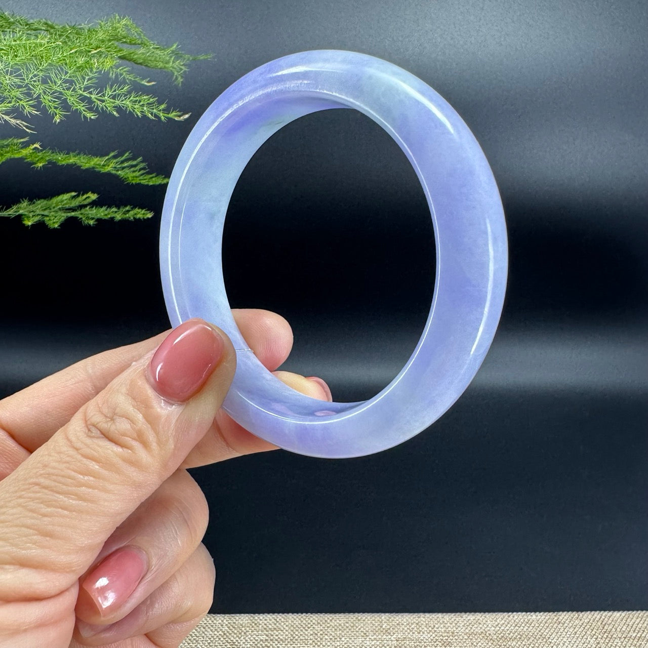 Genuine Burmese Lavender Green Jade Jadeite Bangle Bracelet (55mm)