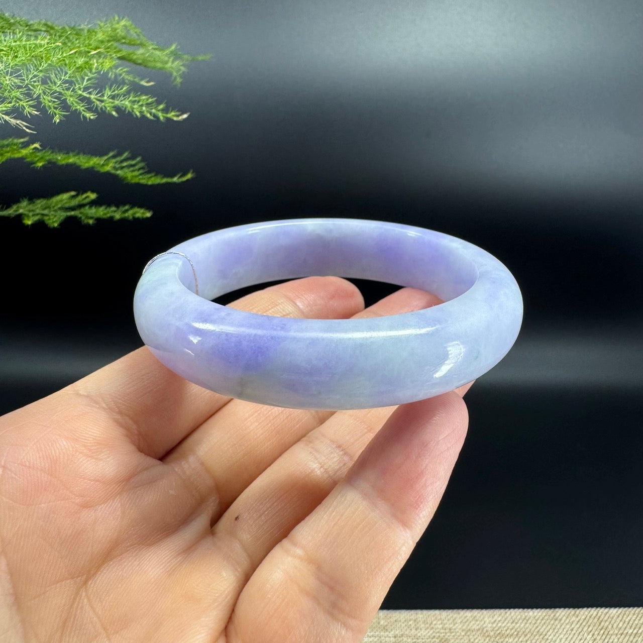 Genuine Burmese Lavender Green Jade Jadeite Bangle Bracelet (55mm)