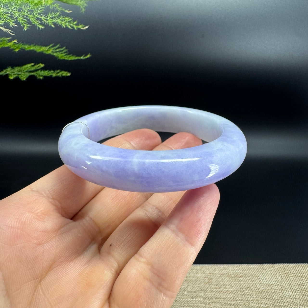Genuine Burmese Lavender Jade Jadeite Bangle Bracelet (57.7mm)