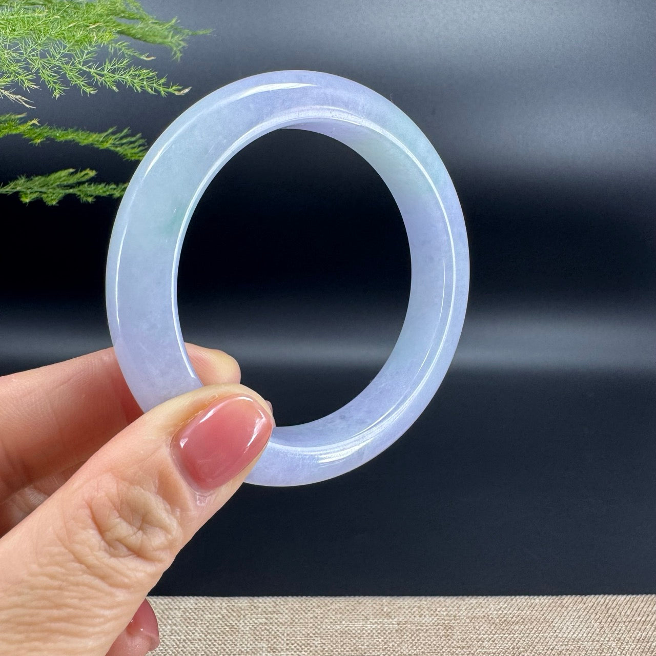 Genuine Burmese Lavender Green Jade Jadeite Bangle Bracelet ( 56.7mm )