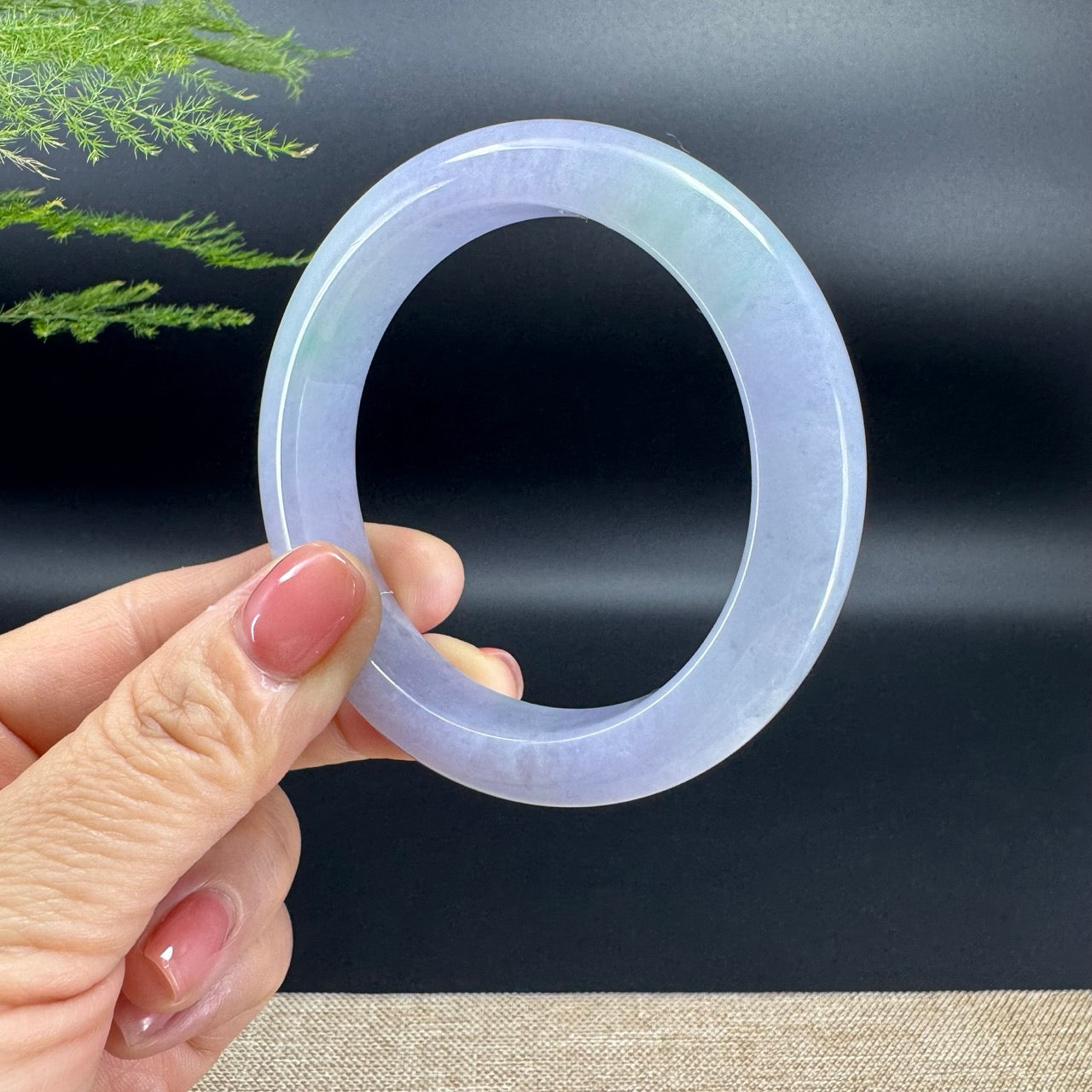 Genuine Burmese Lavender Green Jade Jadeite Bangle Bracelet ( 56.7mm )