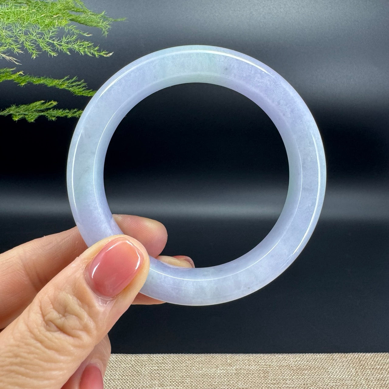 Genuine Burmese Lavender Green Jade Jadeite Bangle Bracelet ( 56.7mm )