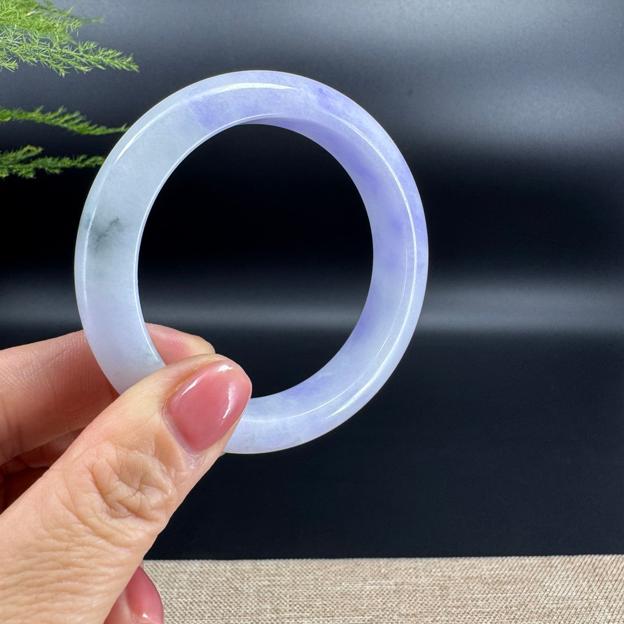 Genuine Burmese Lavender Green Jade Jadeite Bangle Bracelet (56.4mm)