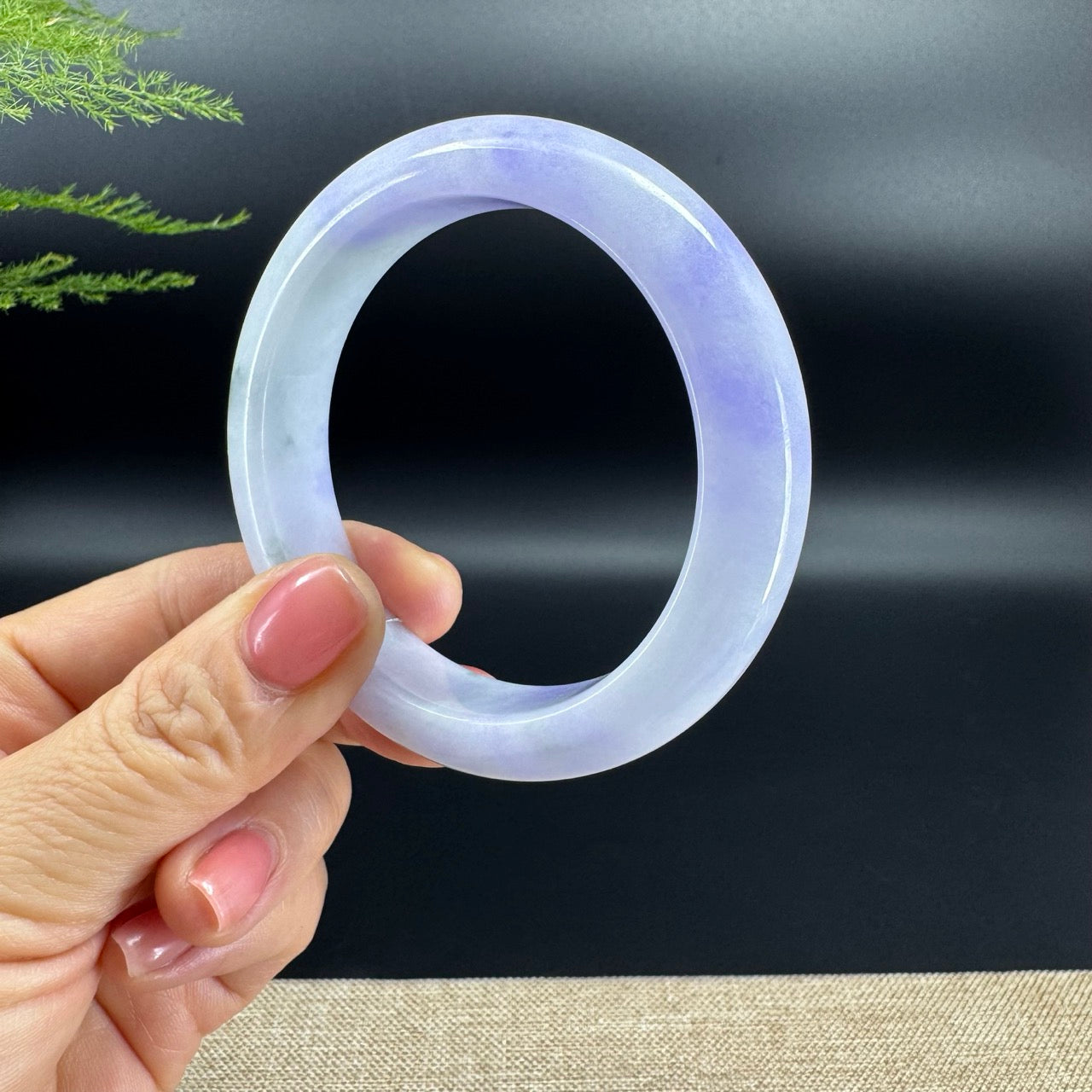 Genuine Burmese Lavender Green Jade Jadeite Bangle Bracelet (56.4mm)