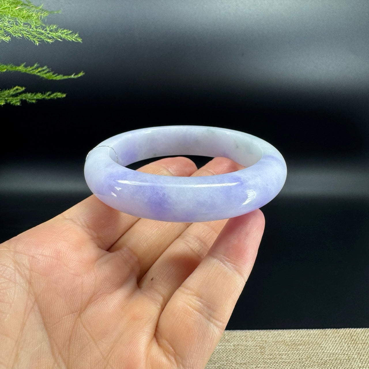 Genuine Burmese Lavender Green Jade Jadeite Bangle Bracelet (56.4mm)