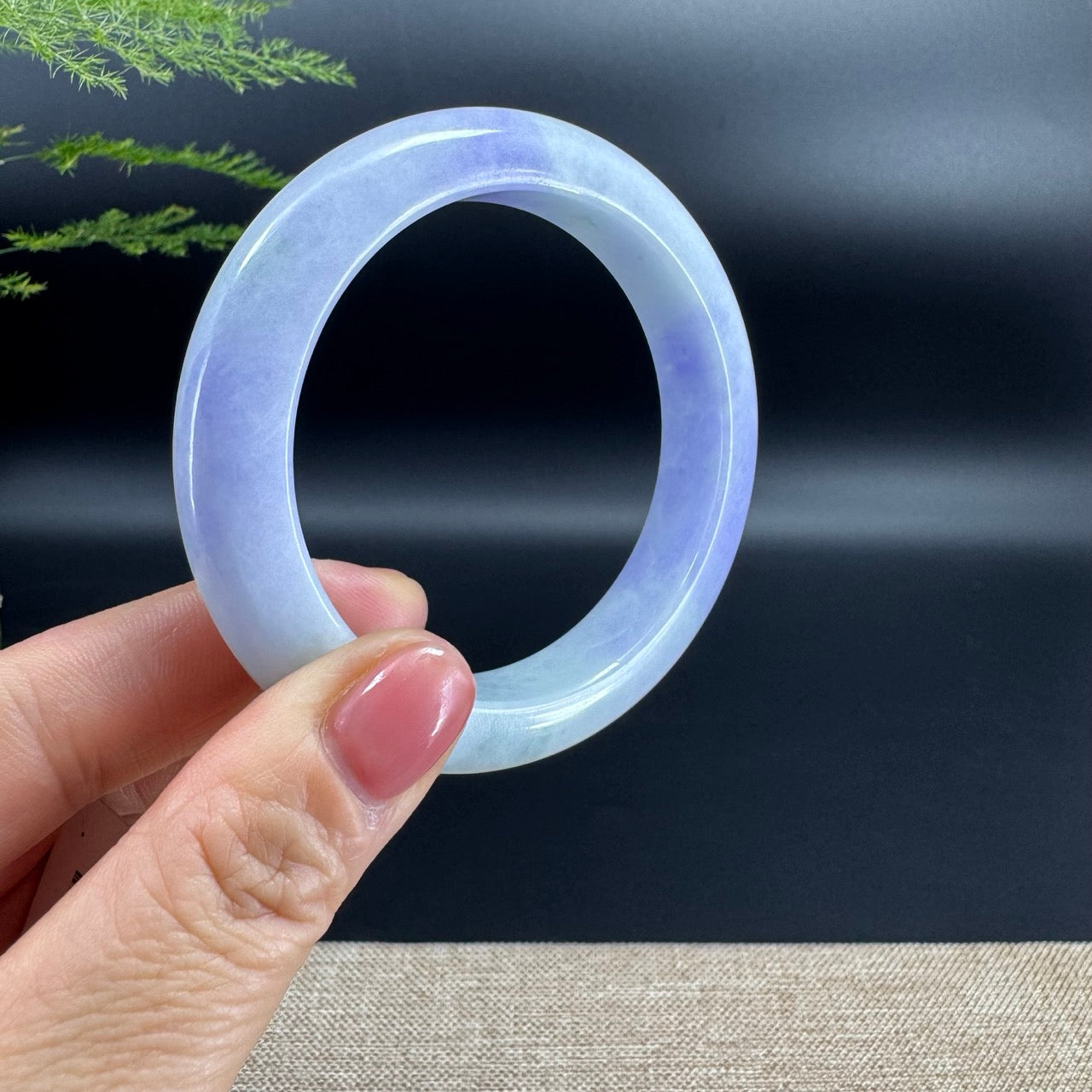 Genuine Burmese Lavender Green Jade Jadeite Bangle Bracelet (56.5mm)