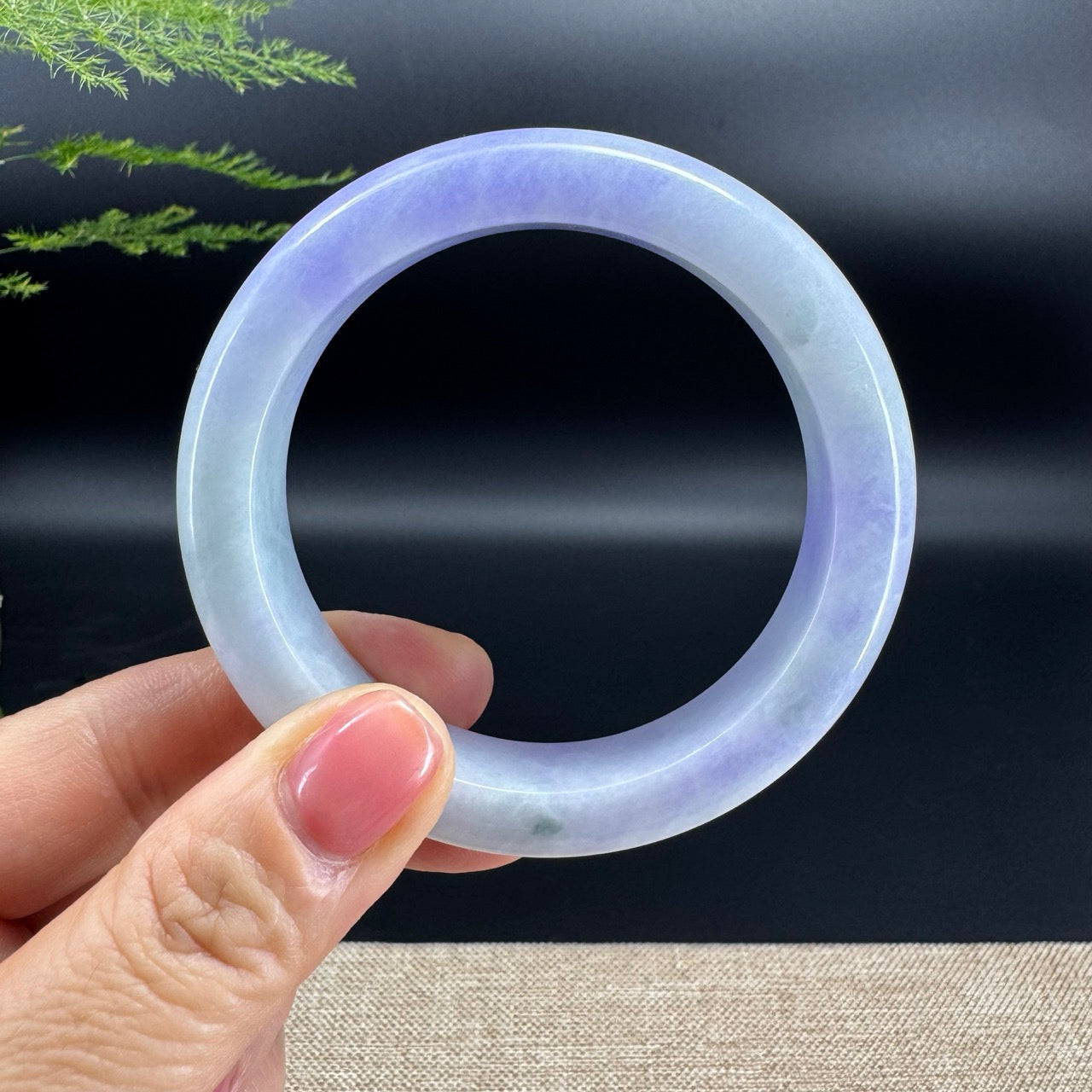 Genuine Burmese Lavender Green Jade Jadeite Bangle Bracelet (56.5mm)