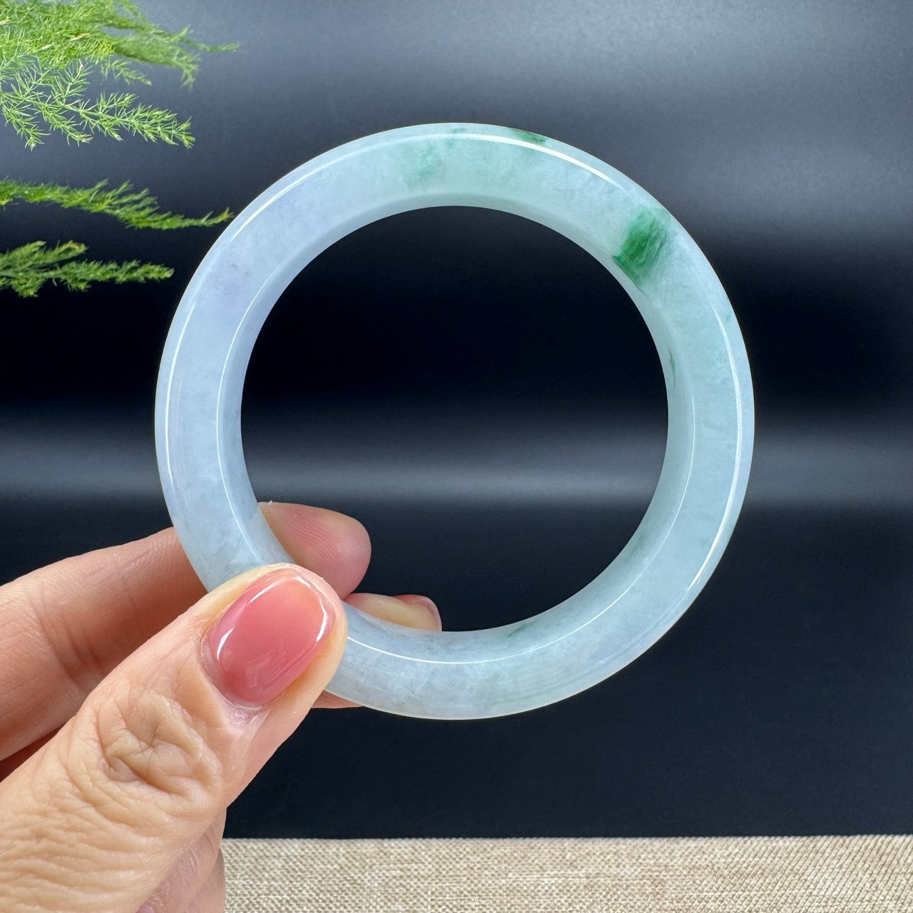 Genuine Burmese Green Jade Jadeite Bangle Bracelet (57mm)