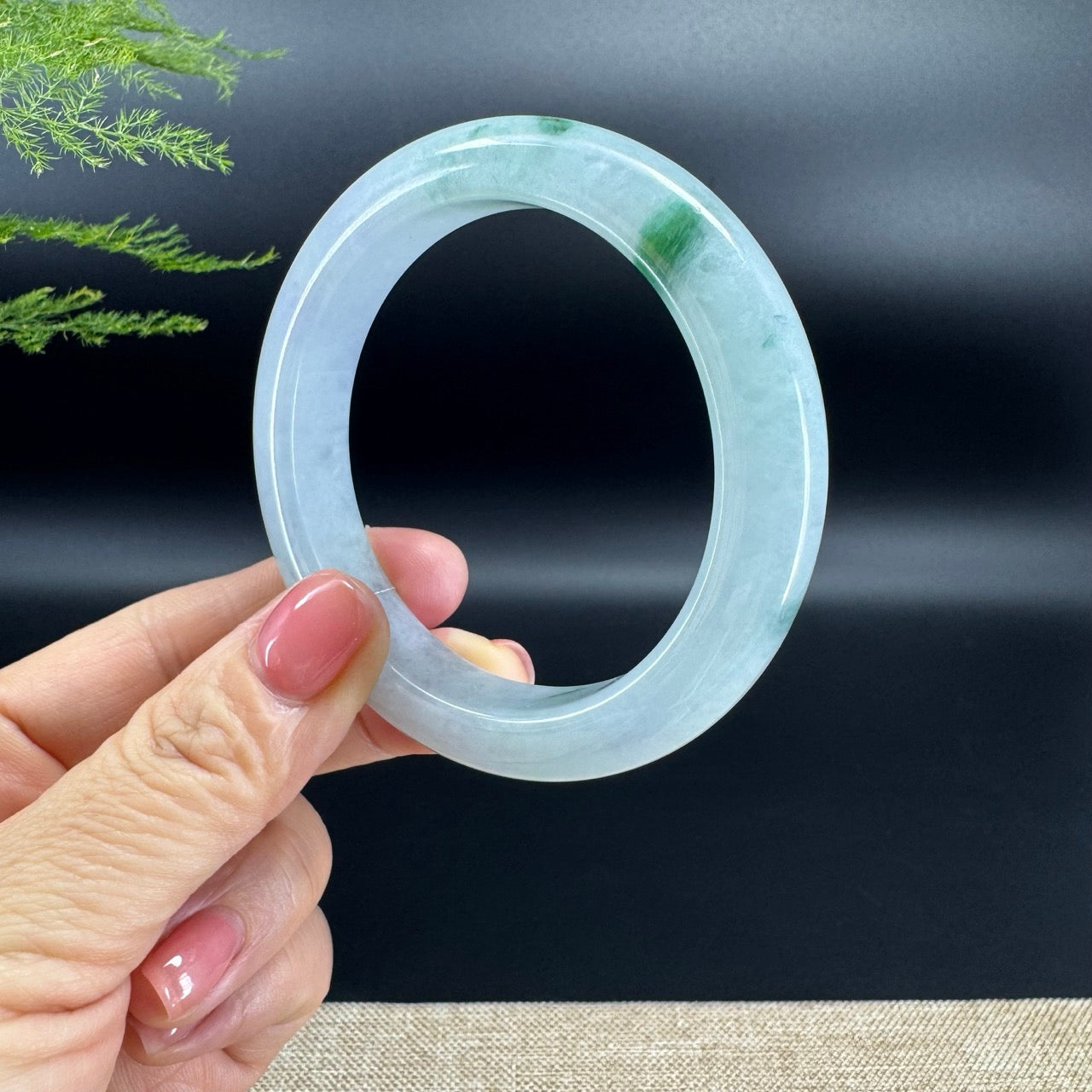 Genuine Burmese Green Jade Jadeite Bangle Bracelet (57mm)