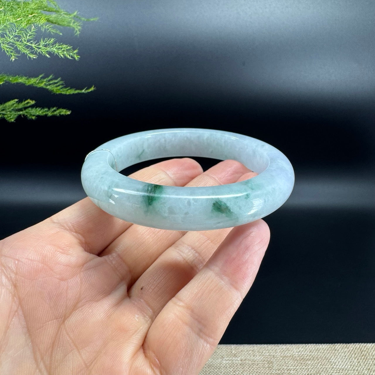 Genuine Burmese Green Jade Jadeite Bangle Bracelet (57mm)