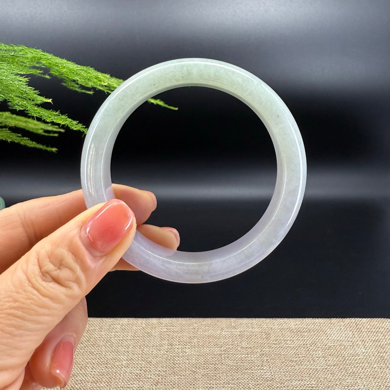 High-end Genuine Burmese Lavender Green Jade Jadeite Bangle Bracelet ( 54.3mm )