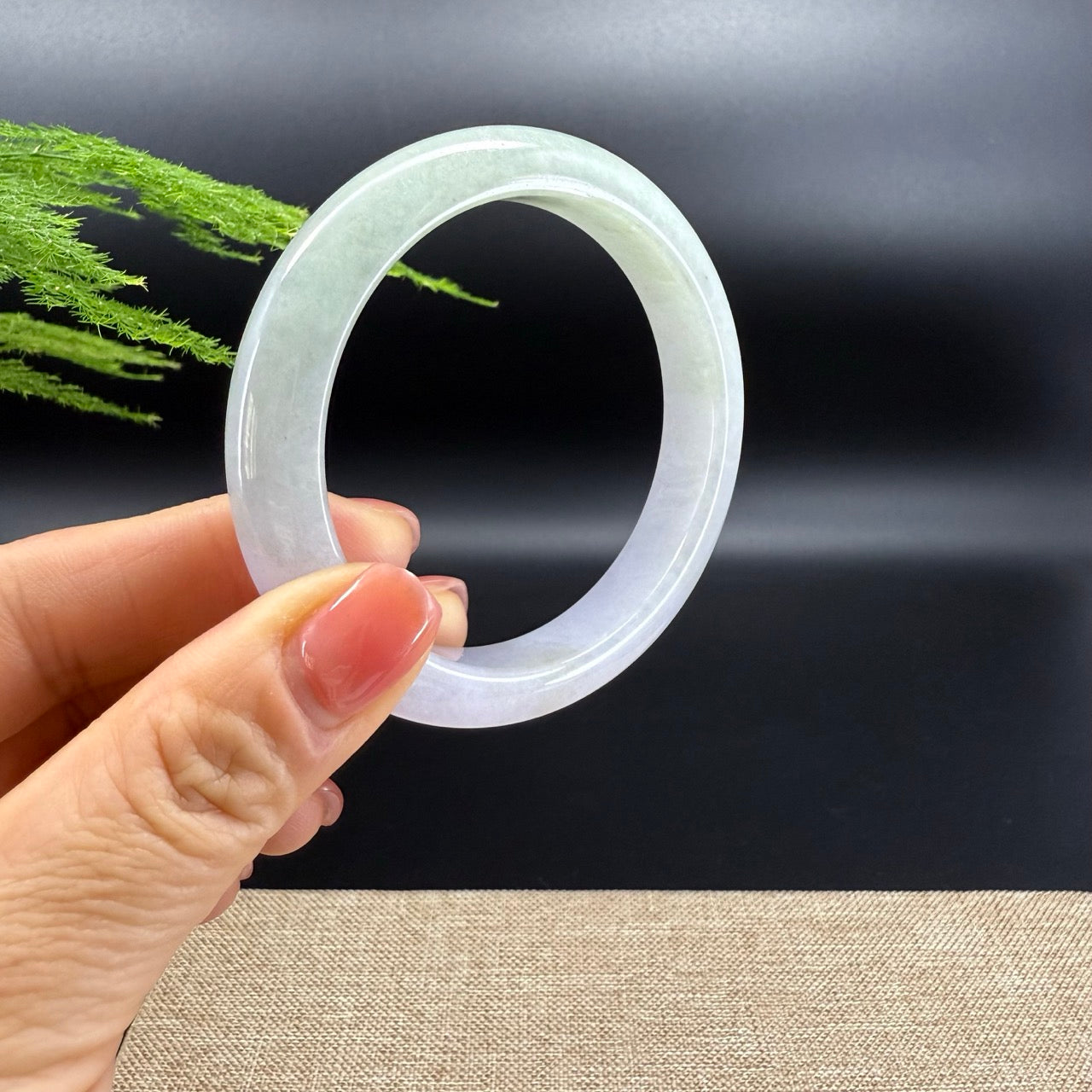 High-end Genuine Burmese Lavender Green Jade Jadeite Bangle Bracelet ( 54.3mm )