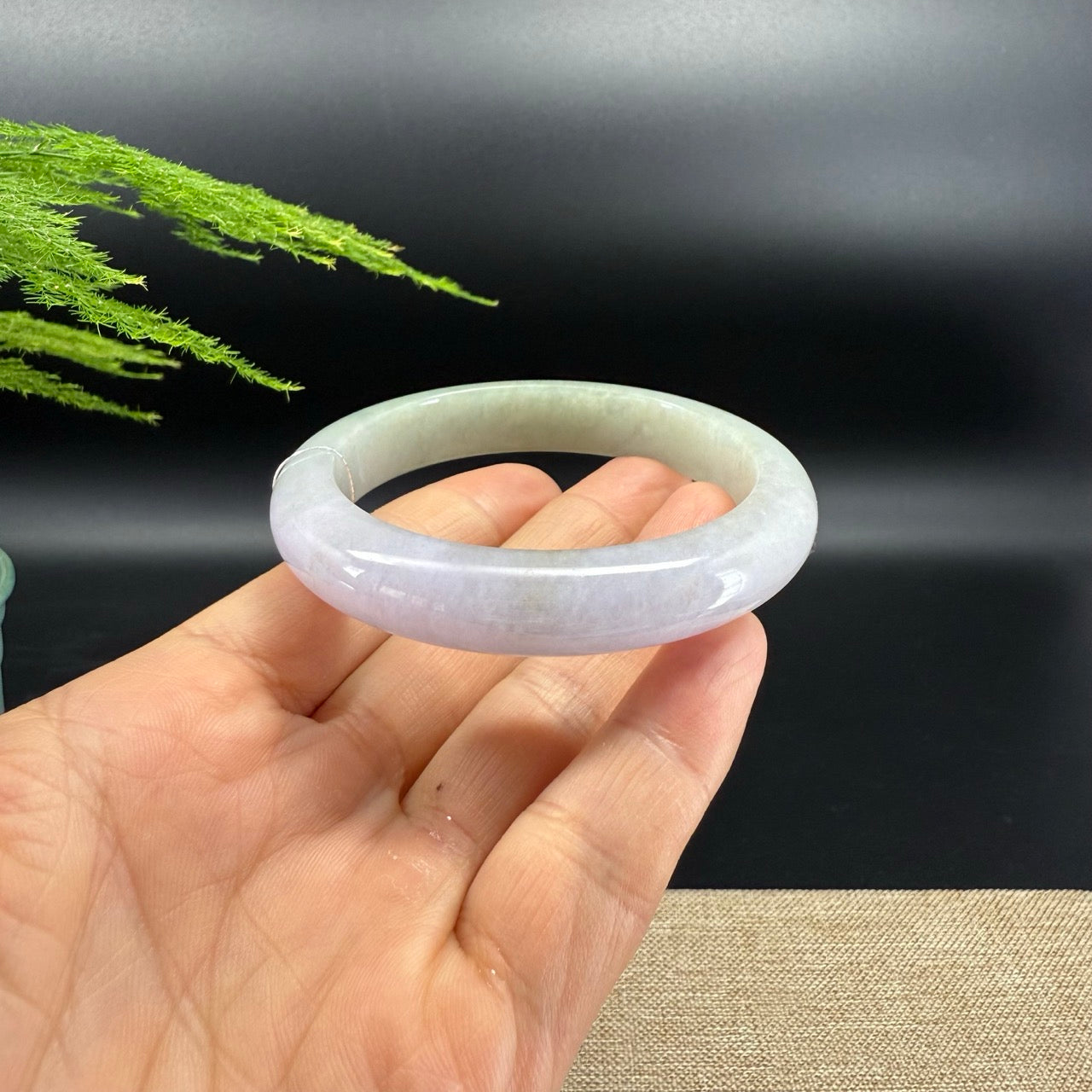 High-end Genuine Burmese Lavender Green Jade Jadeite Bangle Bracelet ( 54.3mm )