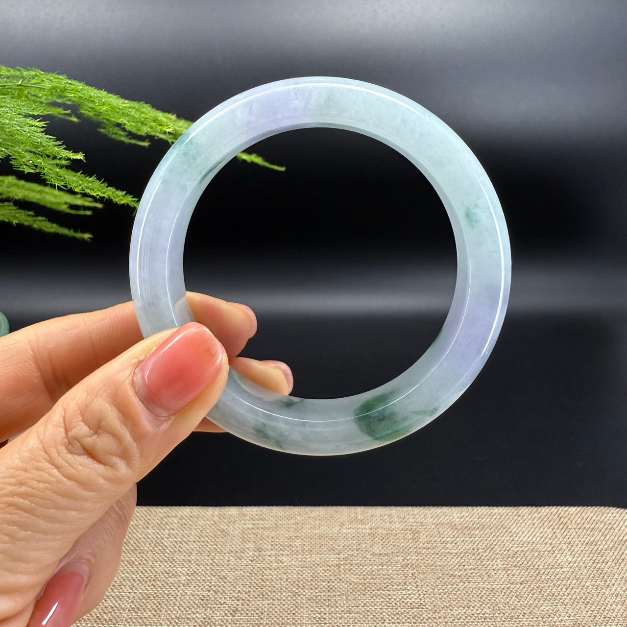 Genuine Burmese Green lavender Jade Jadeite Bangle Bracelet ( 56mm )