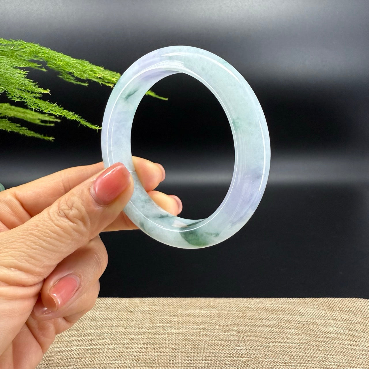 Genuine Burmese Green lavender Jade Jadeite Bangle Bracelet ( 56mm )