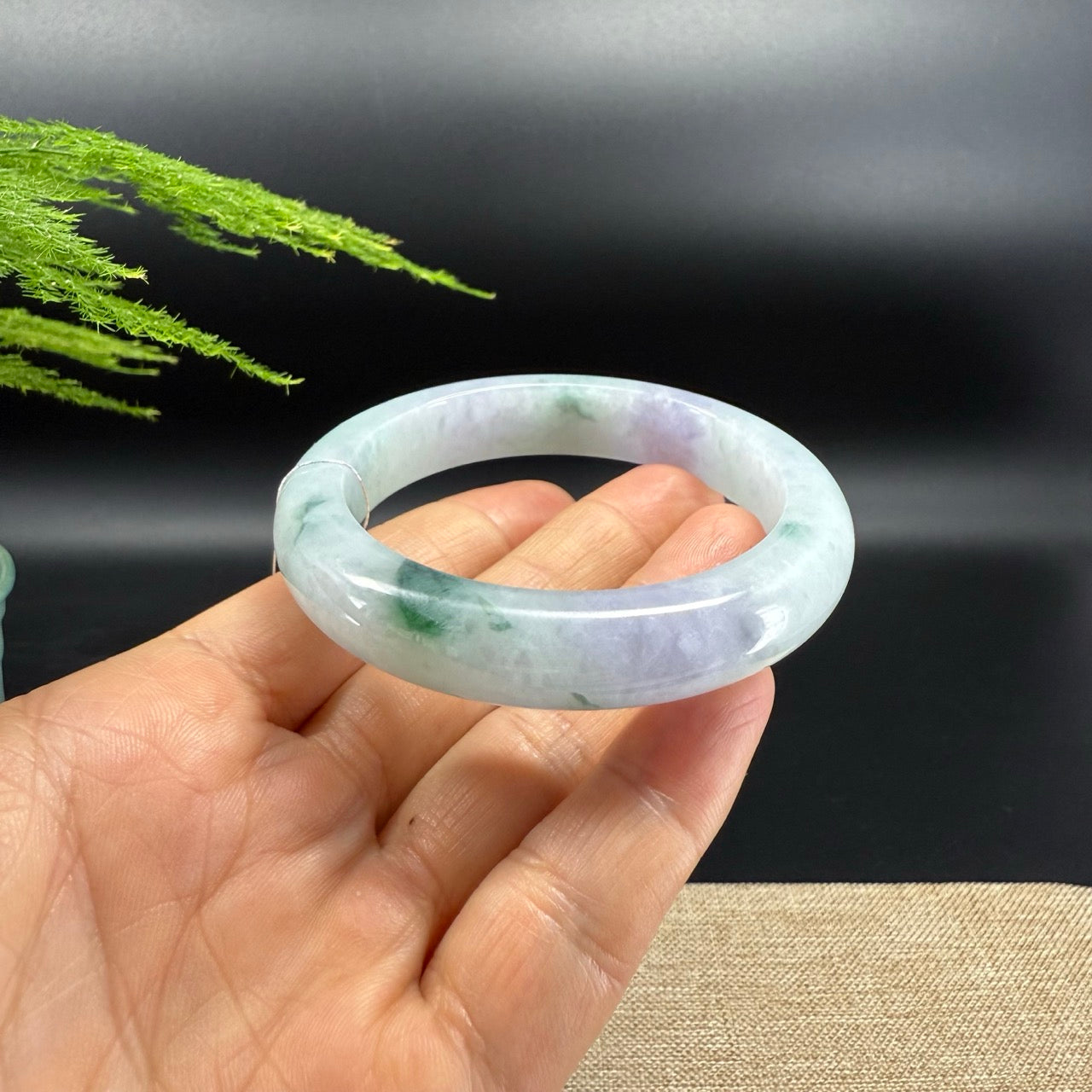 Genuine Burmese Green lavender Jade Jadeite Bangle Bracelet ( 56mm )