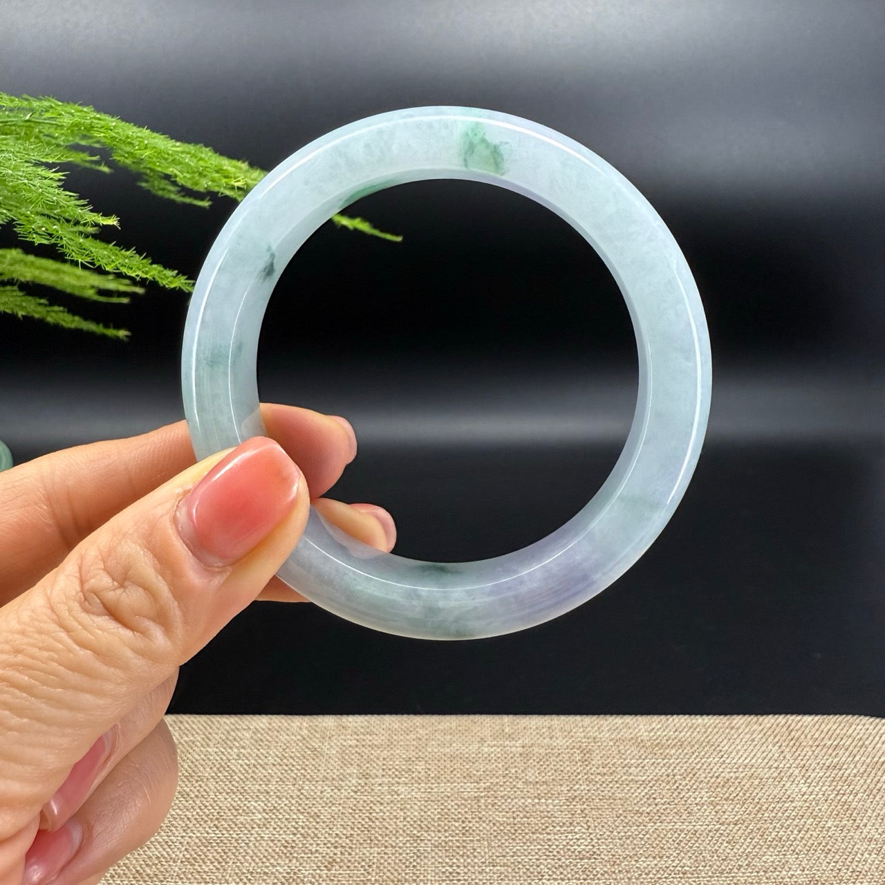 Genuine Burmese Green lavender Jade Jadeite Bangle Bracelet ( 56mm )