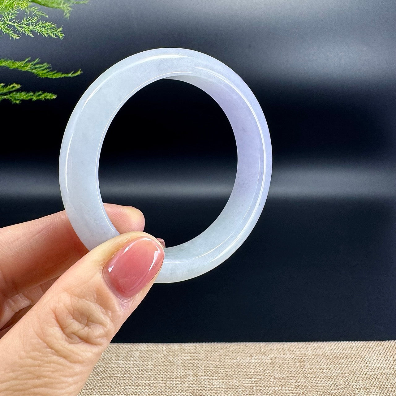 Genuine Burmese Lavender Green Jade Jadeite Bangle Bracelet (52.4mm)