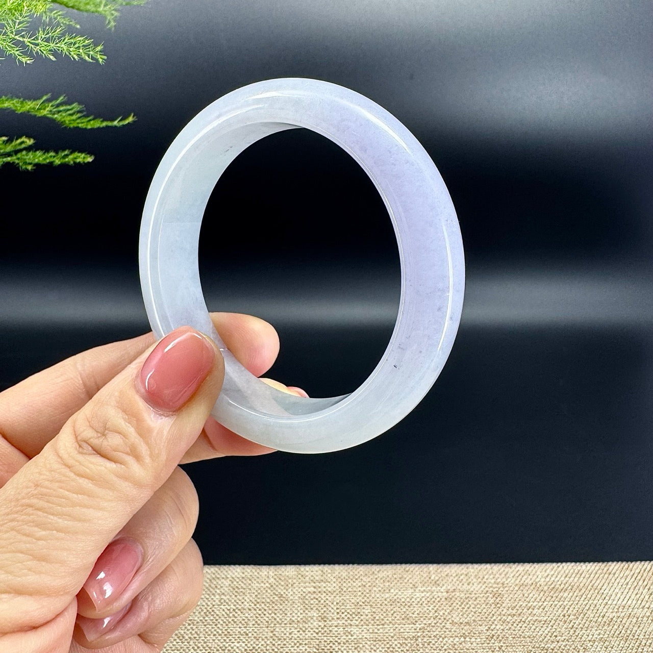Genuine Burmese Lavender Green Jade Jadeite Bangle Bracelet (52.4mm)