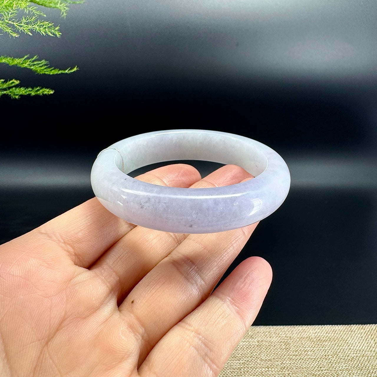 Genuine Burmese Lavender Green Jade Jadeite Bangle Bracelet (52.4mm)