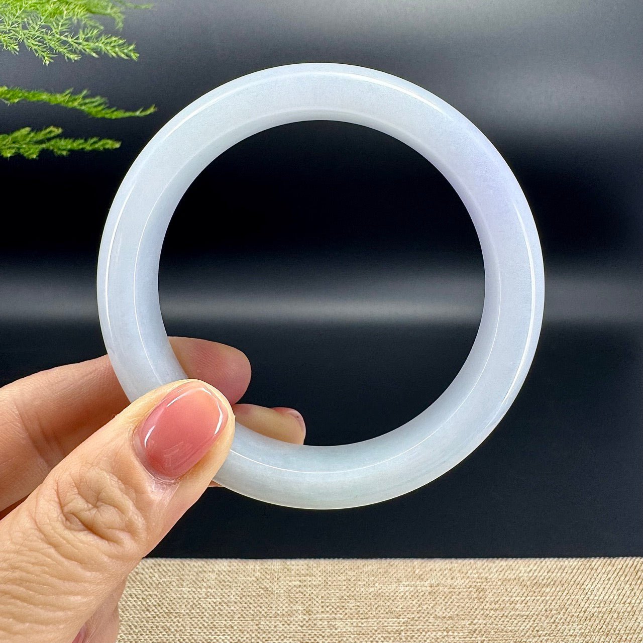 Genuine Burmese Lavender Green Jade Jadeite Bangle Bracelet ( 61mm )