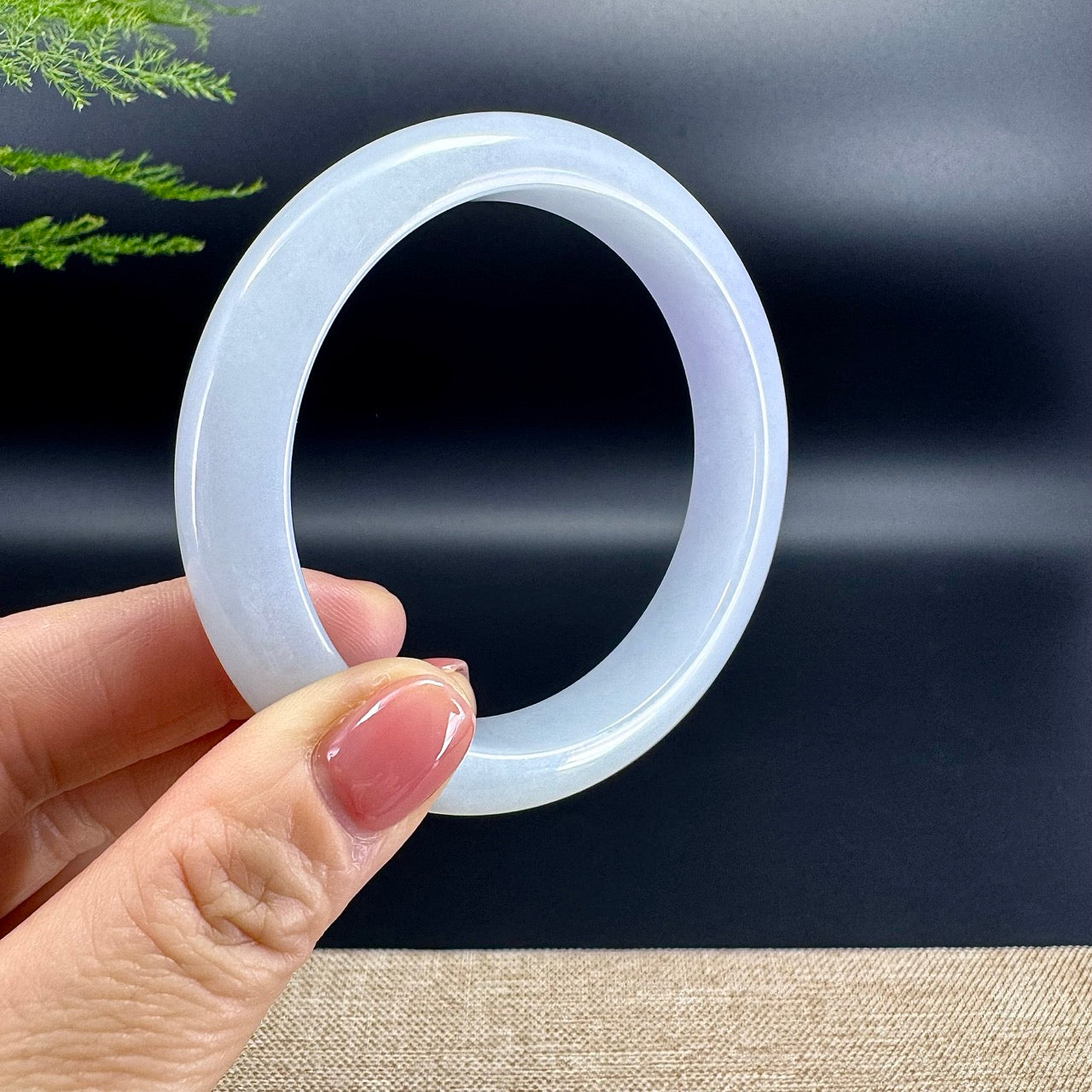 Genuine Burmese Lavender Green Jade Jadeite Bangle Bracelet ( 61mm )