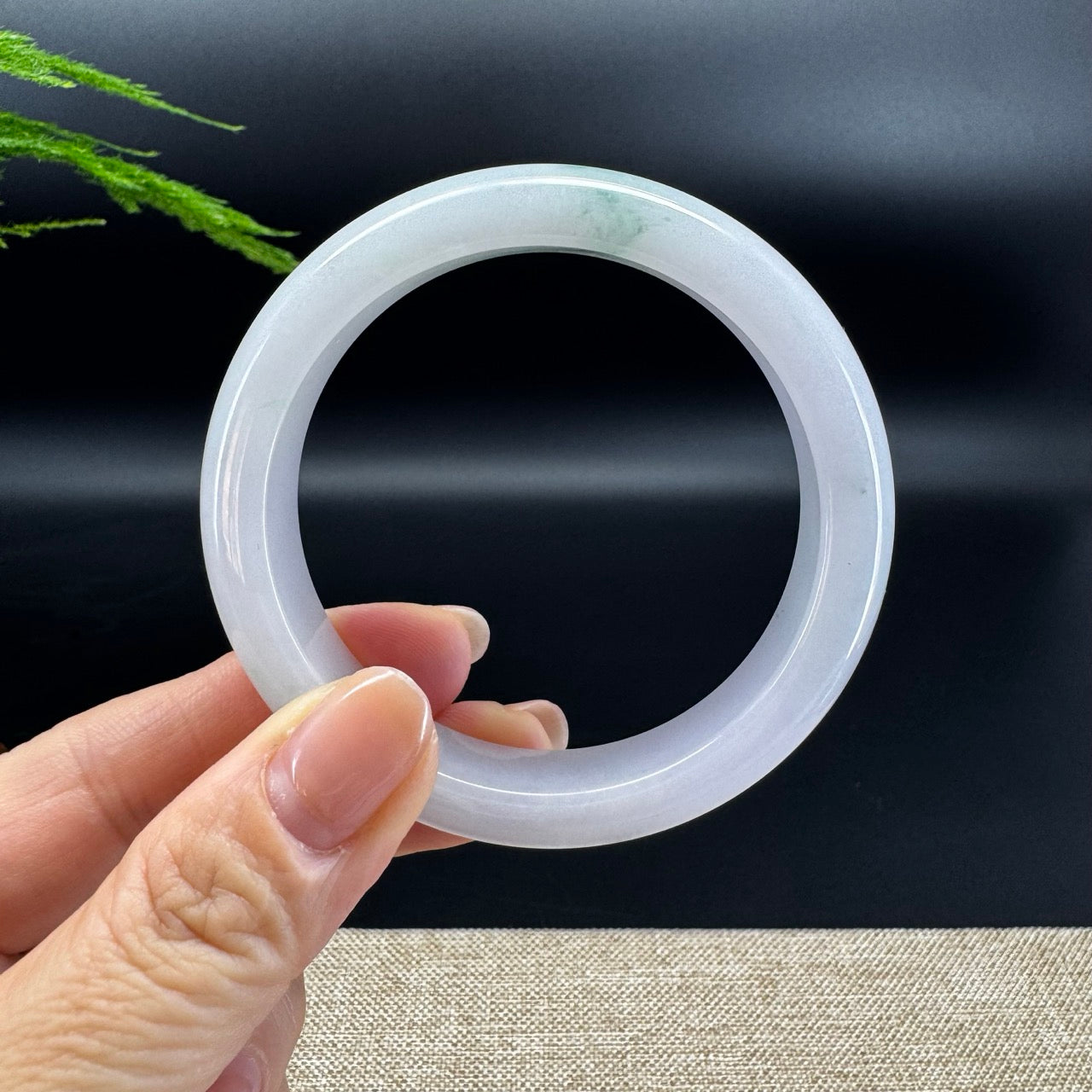 Genuine Burmese Green Flower Jadeite Jade Bangle Bracelet ( 55.1mm )