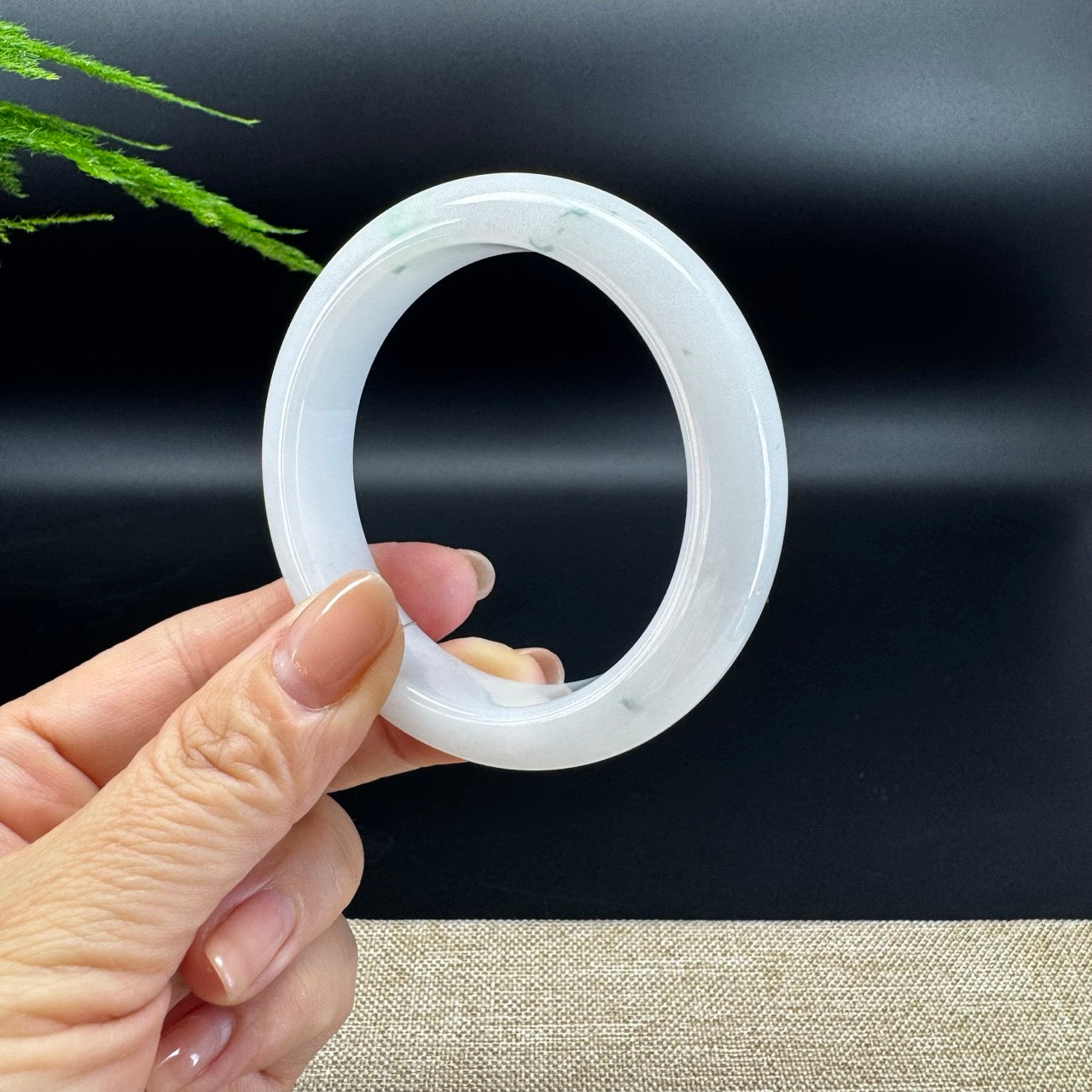 Genuine Burmese Milky Green Jade Jadeite Bangle Bracelet (56.2mm )