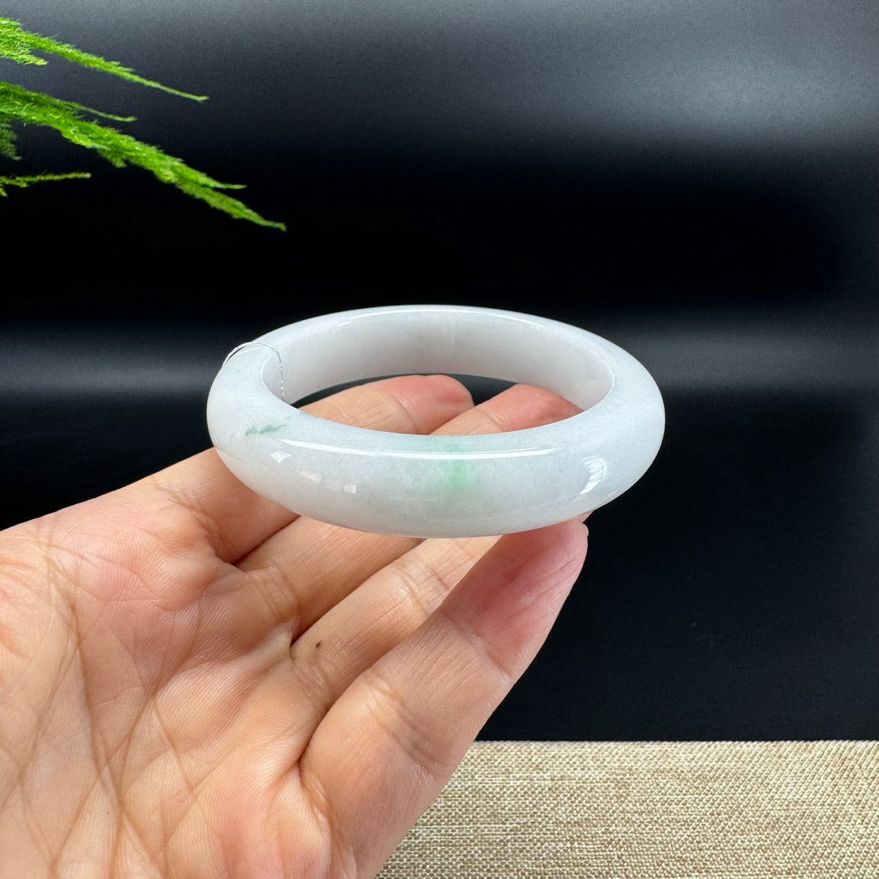 Genuine Burmese Milky Green Jade Jadeite Bangle Bracelet (56.2mm )