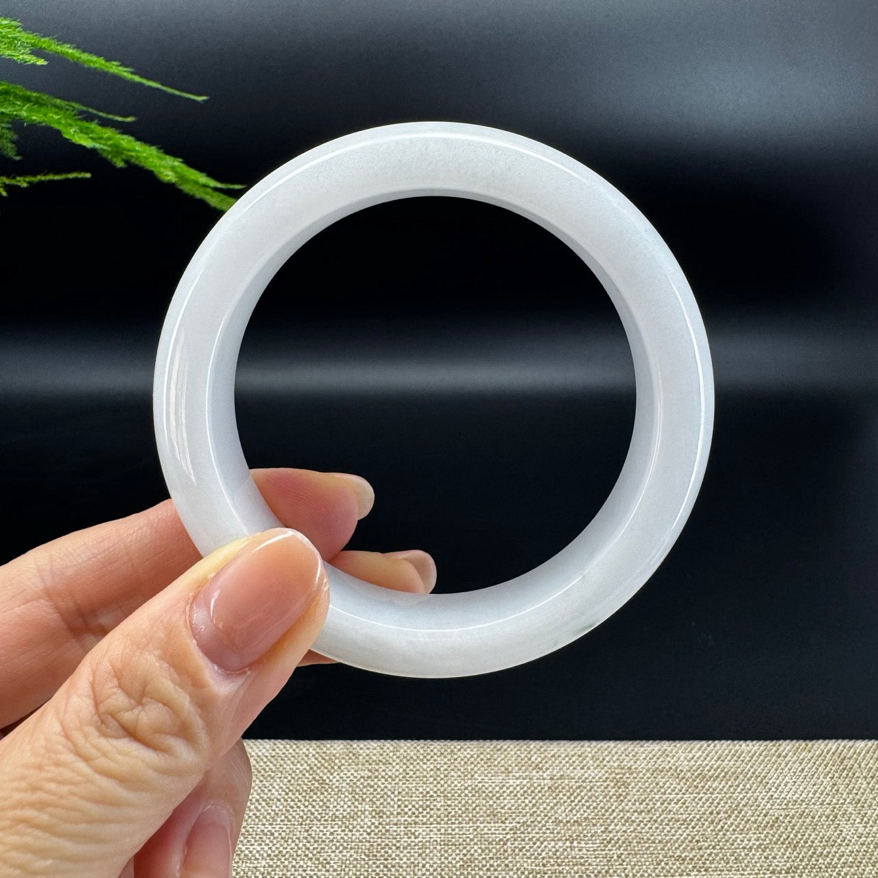 Genuine Burmese Milky Green Jade Jadeite Bangle Bracelet (56.2mm )