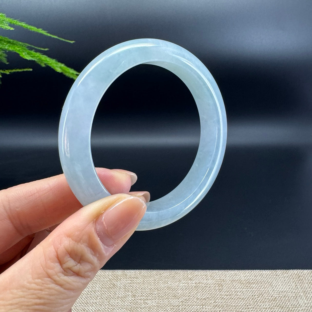 Genuine Burmese Blue Water Jade Jadeite Bangle Bracelet ( 54.7mm )