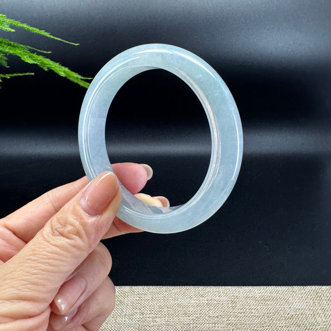 Genuine Burmese Blue Water Jade Jadeite Bangle Bracelet ( 54.7mm )