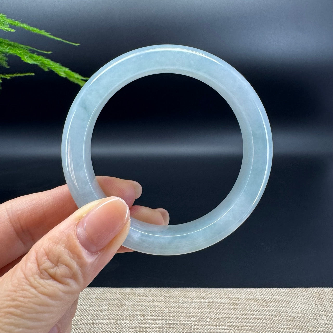 Genuine Burmese Blue Water Jade Jadeite Bangle Bracelet ( 54.7mm )