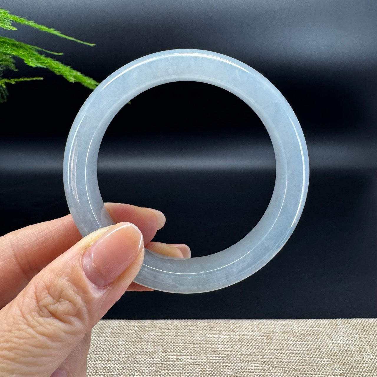 Genuine Burmese Light Blue Water Jade Jadeite Bangle Bracelet ( 54.6mm )