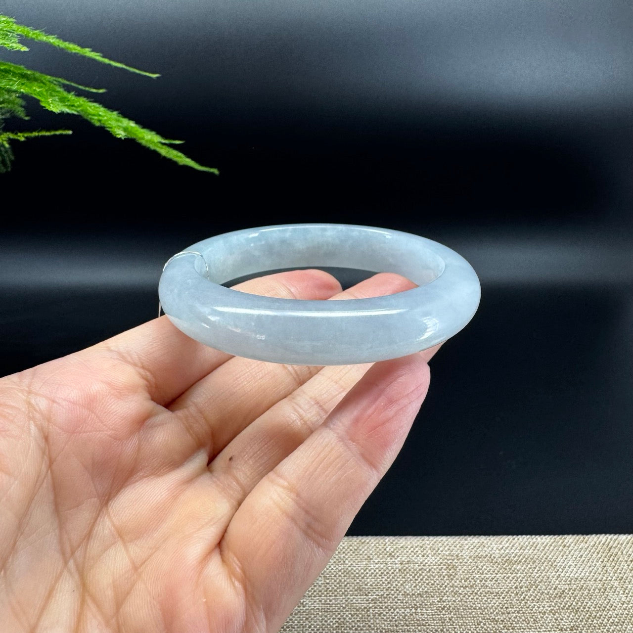 Genuine Burmese Light Blue Water Jade Jadeite Bangle Bracelet ( 54.6mm )