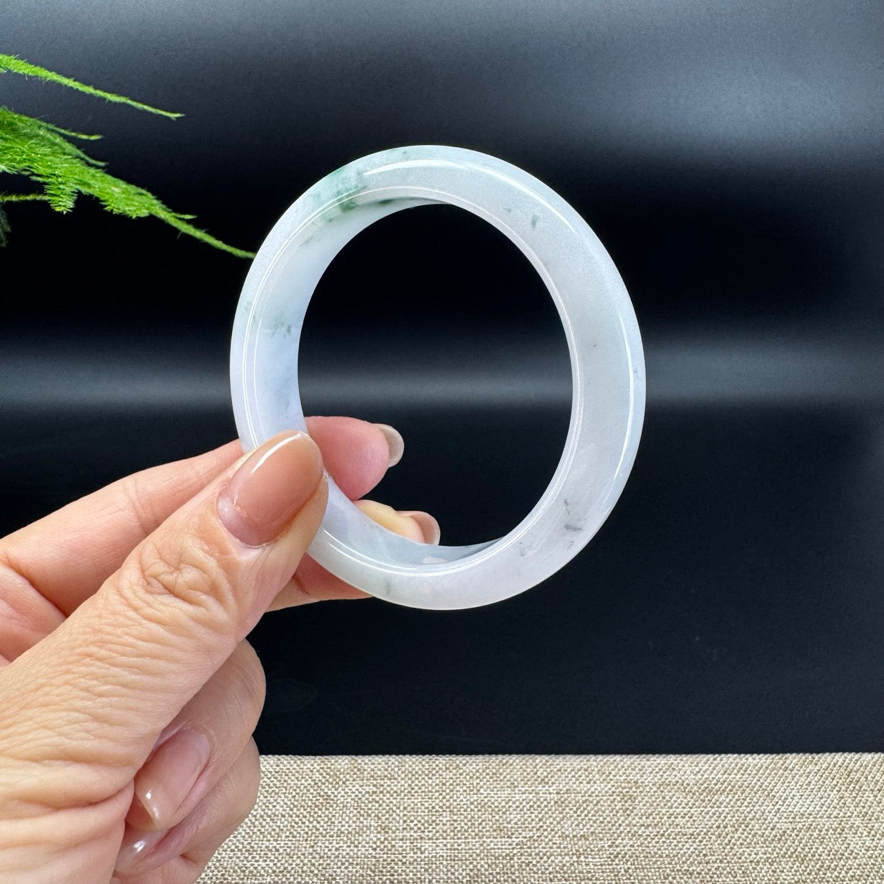 Genuine Burmese Milky Green Jade Jadeite Bangle Bracelet (52.7mm )