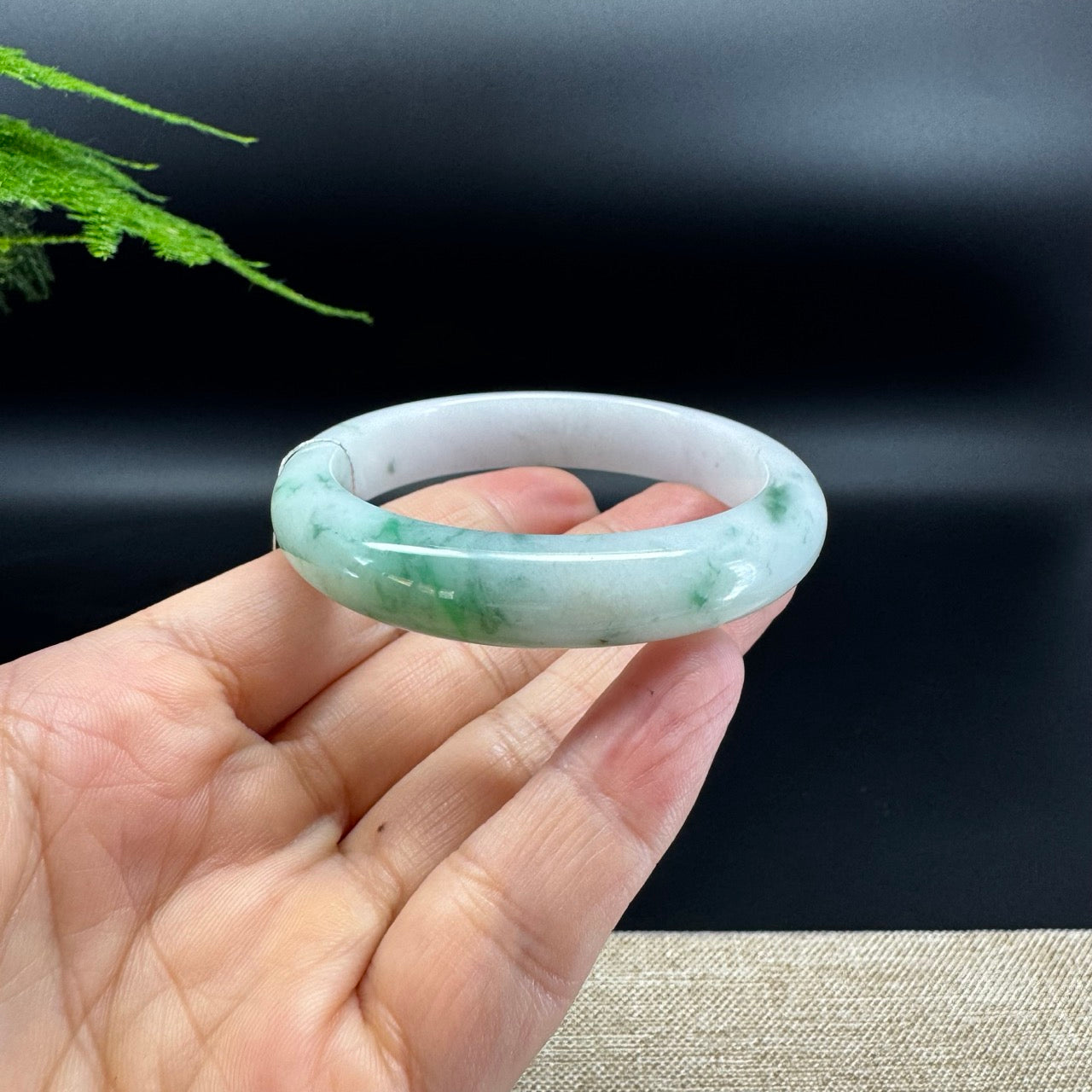 Genuine Burmese Green Flower Jade Jadeite Bangle Bracelet (52.7mm )