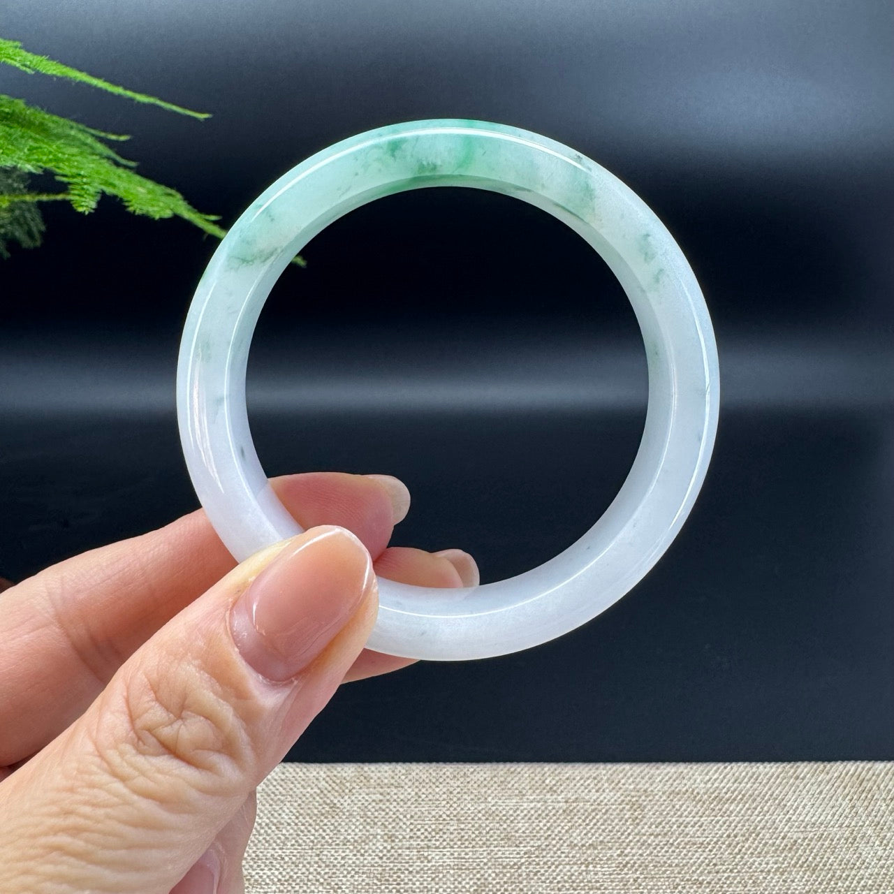 Genuine Burmese Green Flower Jade Jadeite Bangle Bracelet (52.7mm )