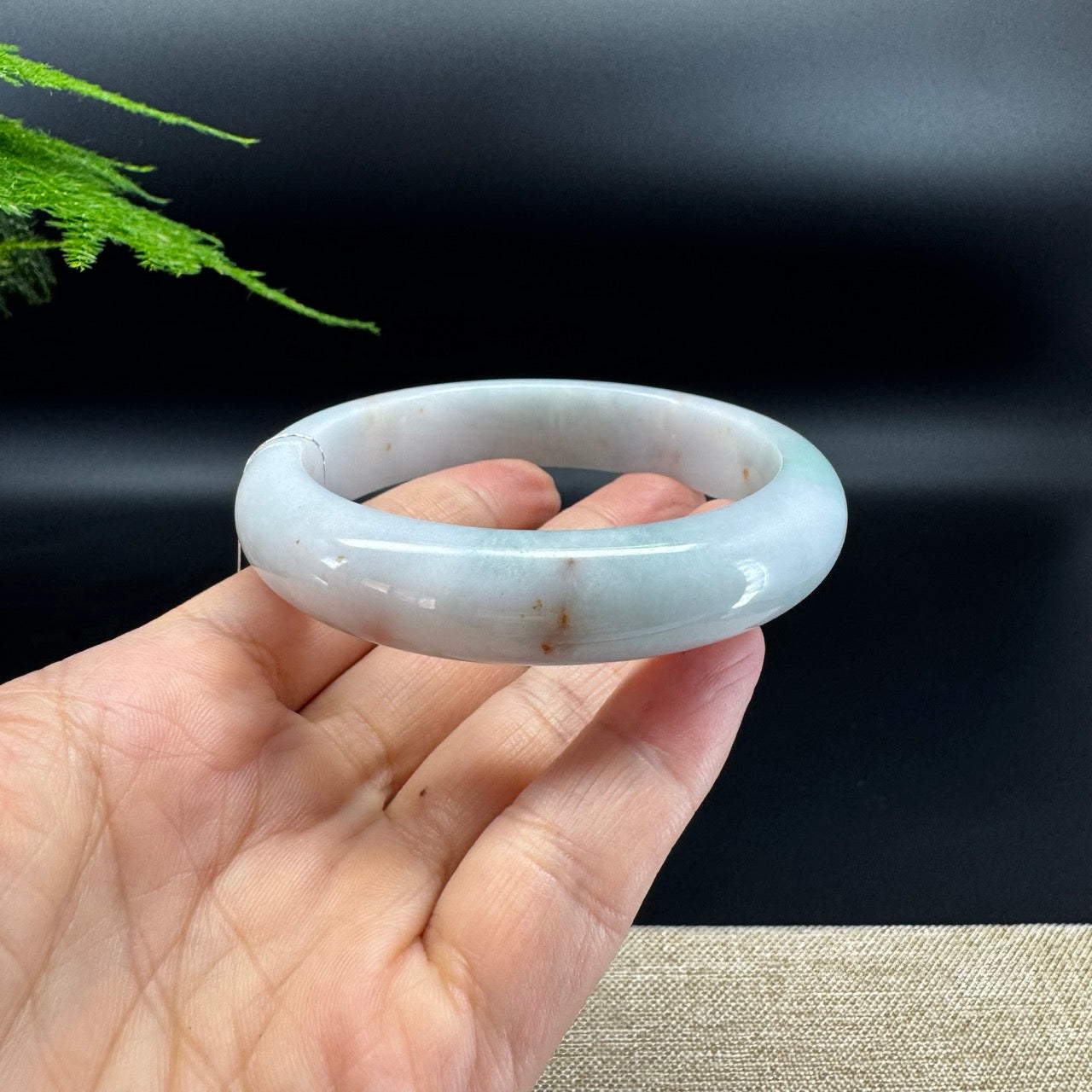 Genuine Burmese Light Green & Sajin Jade Jadeite Bangle Bracelet (60.9mm )