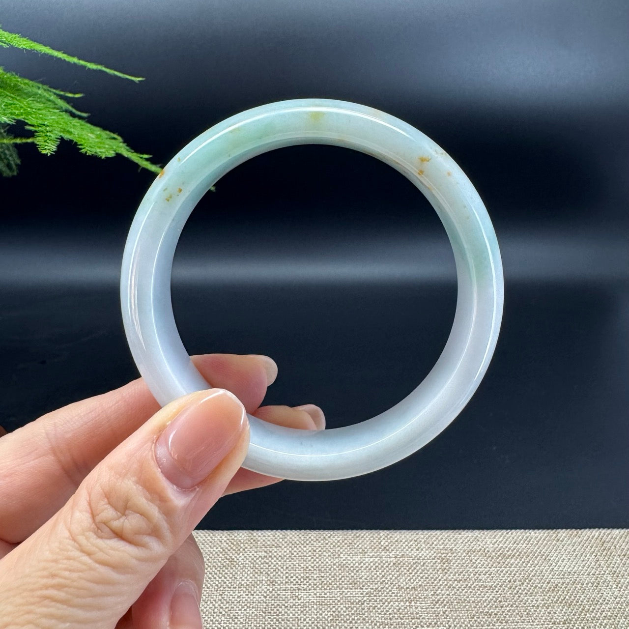 Genuine Burmese Milky Green & Sajin Jade Jadeite Bangle Bracelet (58mm )