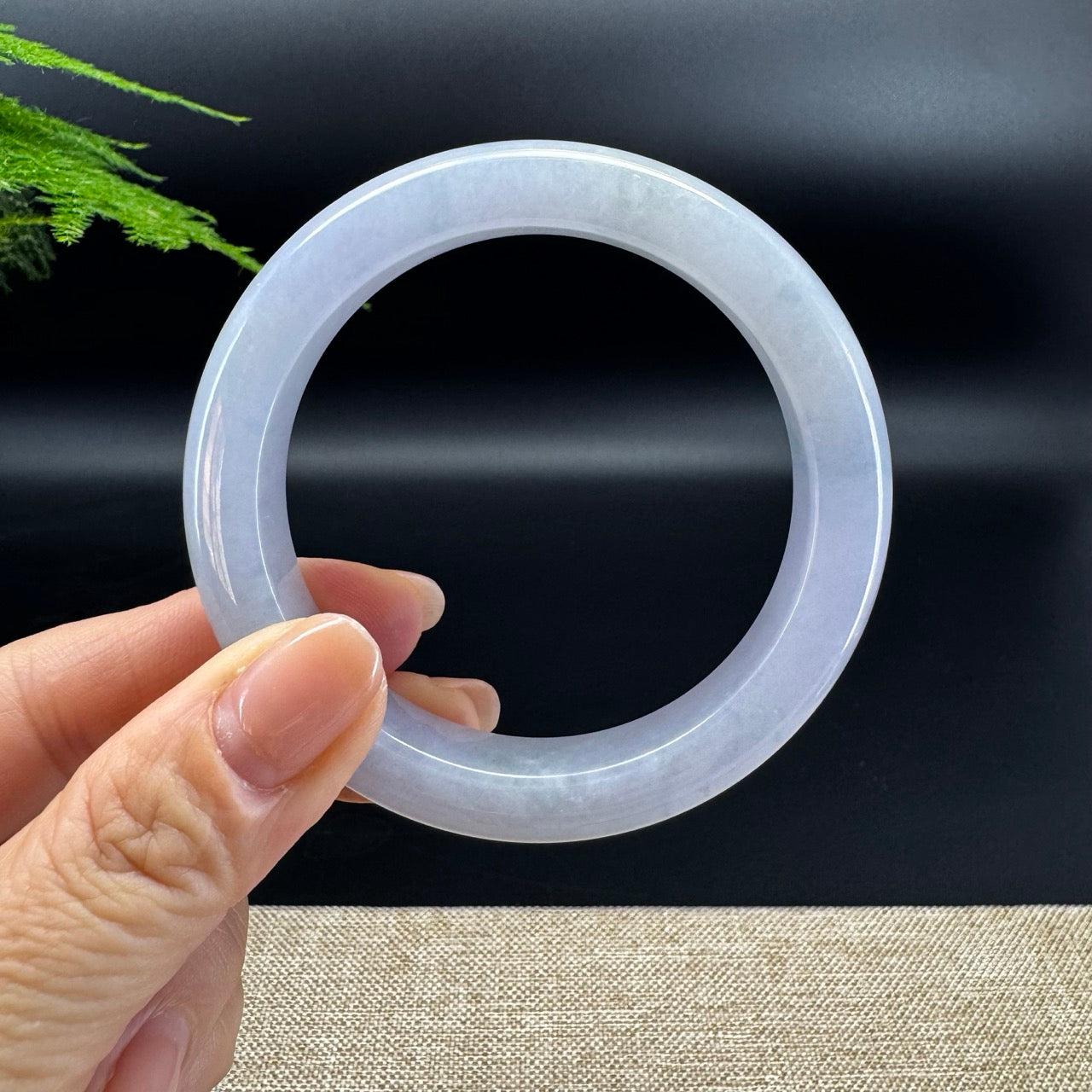 Genuine Burmese Light Blue Lavender Jade Jadeite Bangle Bracelet (56.2mm )