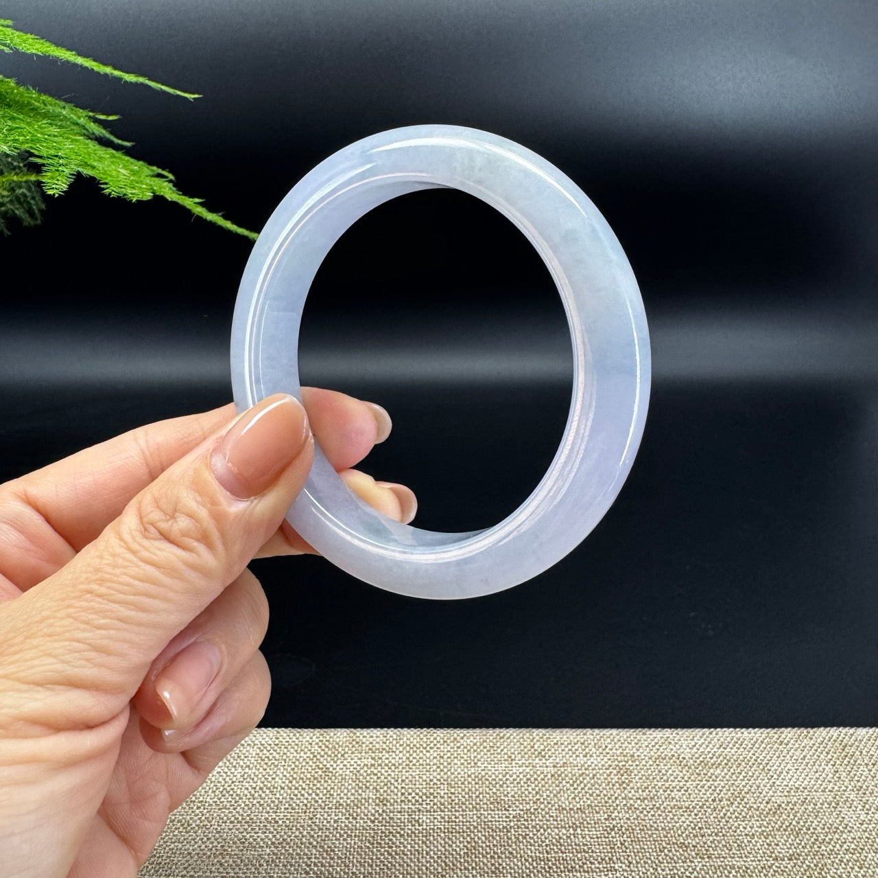 Genuine Burmese Light Blue Lavender Jade Jadeite Bangle Bracelet (56.2mm )