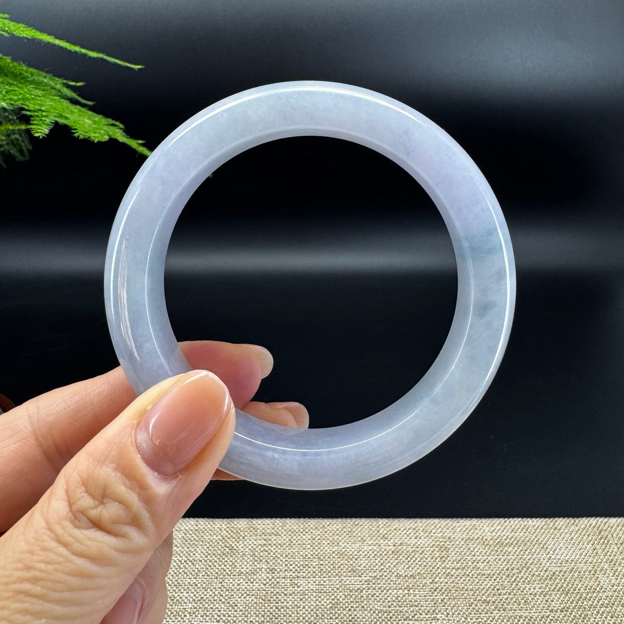 Genuine Burmese Light Blue Lavender Jade Jadeite Bangle Bracelet (56.2mm )