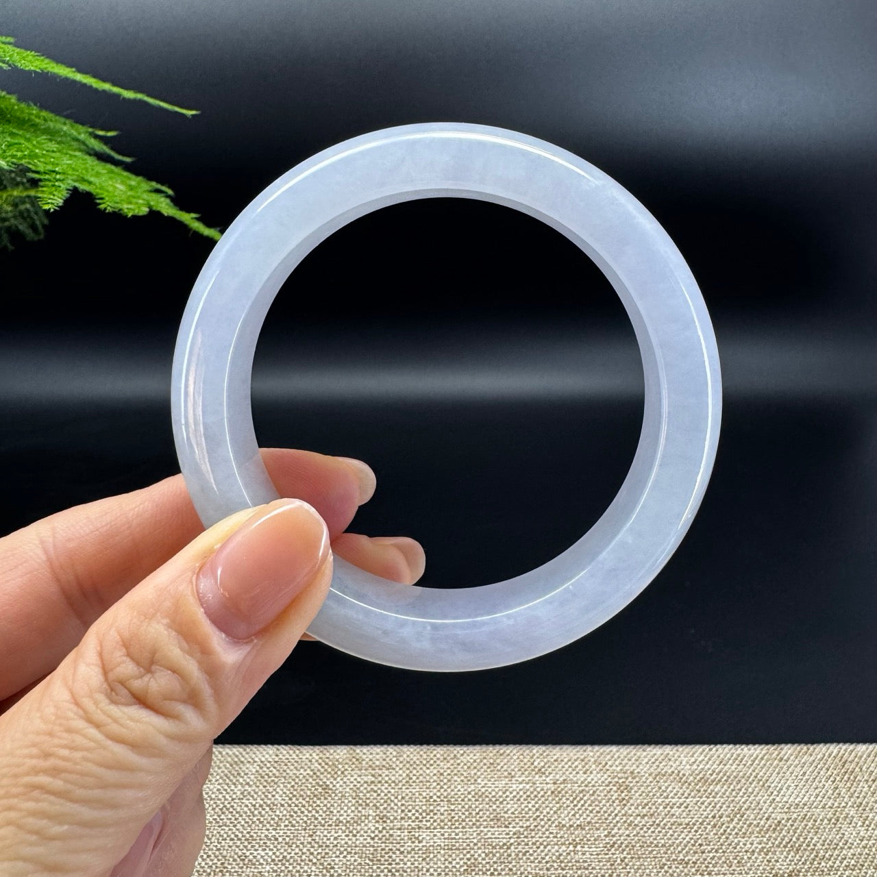 Genuine Burmese Icy Blue Green Jade Jadeite Bangle Bracelet (55.5mm )
