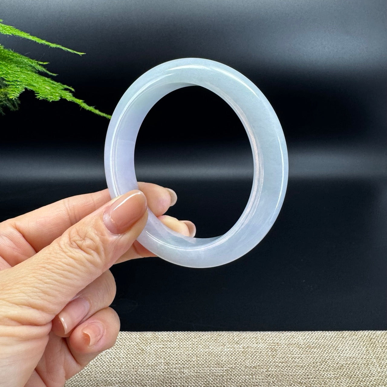 Genuine Burmese Light Blue Green Jade Jadeite Bangle Bracelet ( 56.6mm )